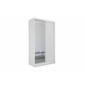 ELVIRA tolóajtós ruhásszekrény tükörrel, fehér, 150x216x61 kép