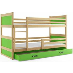 FIONA 2 COLOR emeletes ágy, 80x190 cm, borovifenyő/zöld kép