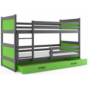 FIONA 2 COLOR emeletes ágy, 90x200 cm, grafit/zöld kép