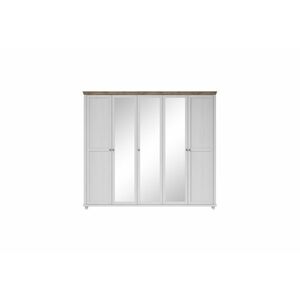 DIVOR ruhásszekrény, 246x216x62, fehér/tölgy lefkas sötét kép