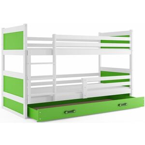 FIONA 2 COLOR emeletes ágy, 90x200 cm, fehér/zöld kép