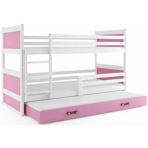 FIONA 3 COLOR emeletes ágy pótággyal, 80x190 cm, fehér/rózsaszín kép