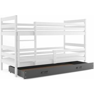 RAFAL emeletes ágy + AJÁNDÉK matrac + ágyrács, 80x190 cm, fehér, grafit kép