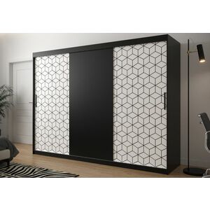 FLASTER ruhásszekrény, 250x200x62, fekete / feher kép