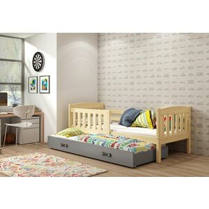 FLORENT P2 gyerekágy + AJÁNDÉK matrac + ágyrács, 80x190 cm, borovifenyő, grafit kép