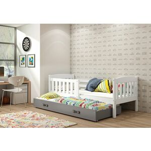 FLORENT P2 gyerekágy + AJÁNDÉK matrac + ágyrács, 90x200 cm, fehér, grafit kép