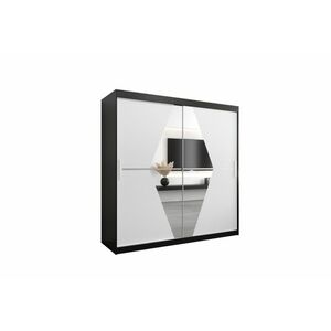 KOLIN ruhásszekrény, 200x200x62, fekete/fehér kép