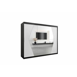 KOLIN ruhásszekrény, 250x200x62, fekete/fehér kép