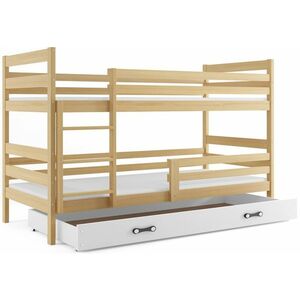 RAFAL 2 emeletes ágy + AJÁNDÉK matrac + ágyrács, 80x190 cm, borovifenyő, fehér kép