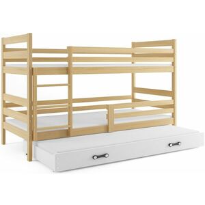 RAFAL 3 emeletes ágy pótággyal + AJÁNDÉK matrac + ágyrács, 90x220 cm, borovifenyő, fehér kép