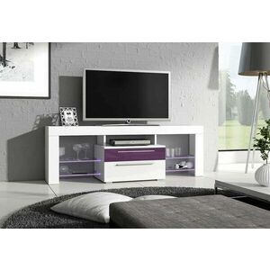 STANLEY TV asztal, fehér/magasfényő lila kép