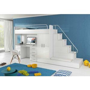 DARCY V P1 COLOR, emeletes ágy, 80x200 cm, univerzális orientáció, fehér/magasfényű fehér kép