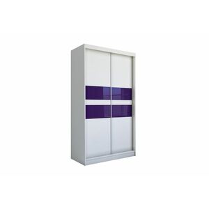 IRIS tolóajtós ruhásszekrény, 150x216x61, fehér/lila üveg kép