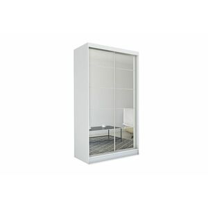 MARISA tolóajtós ruhásszekrény tükörrel, fehér, 150x216x61 kép