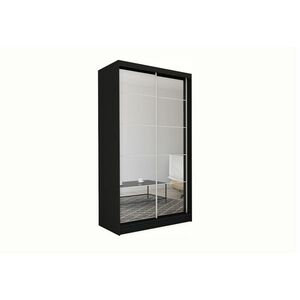 MARISA tolóajtós ruhásszekrény tükörrel, fekete, 150x216x61 kép