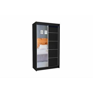 ELVIRA tolóajtós ruhásszekrény tükörrel, fekete, 120x216x61 kép
