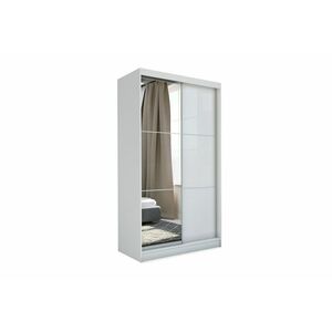 BIBIANA tolóajtós ruhásszekrény tükörrel, fehér, 150x216x61 kép