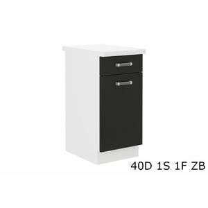 EPSILON 40D 1S 1F ZB alsó konyhaszekrény munkalappal, 40x82x60, fekete/fehér kép