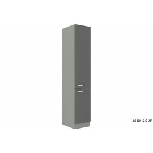 GRISS magas konyhaszekrény 40 DK-210 2F, 40x210x57, szürke/szürke magasfényű kép
