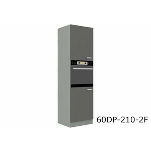 GRISS magas süllyesztett konyhaszekrény 60 DP-210 2F, 60x210x57, szürke/szürke magasfényű kép