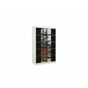 LAGUNA tolóajtós ruhásszekrény tükörrel, 120x200x58, fehér/fekete kép