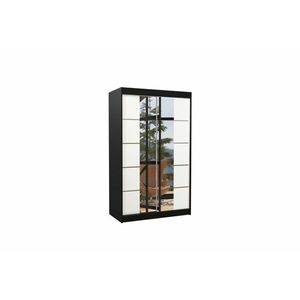 LAGUNA tolóajtós ruhásszekrény tükörrel, 120x200x58, fekete/fehér kép
