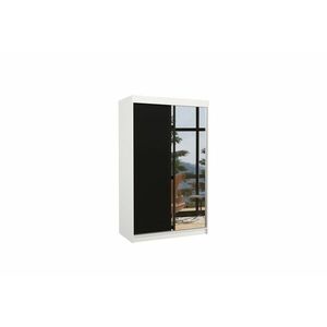 GENEVA tolóajtós ruhásszekrény tükörrel, 120x200x58, fehér/fekete kép