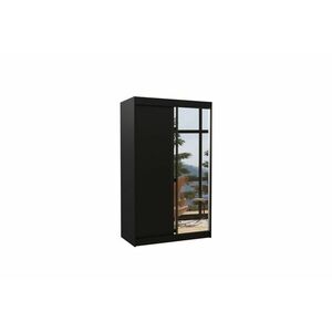 GENEVA tolóajtós ruhásszekrény tükörrel, 120x200x58, fekete kép