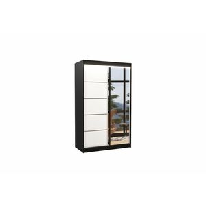 ANCORA tolóajtós ruhásszekrény tükörrel, 120x200x58, fekete/fehér kép