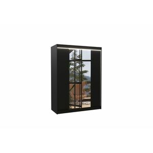 FOREVER tolóajtós ruhásszekrény tükörrel, 150x200x58, fekete kép