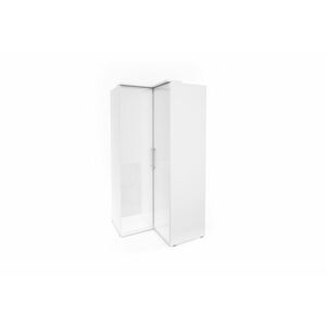MEGOLA sarok szekrény, 109x217x63, fehér/magasfényű fehér kép
