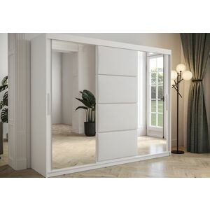 SLAPI tolóajtós szekrény tükörrel, 250x200x62, fehér/fehér kép