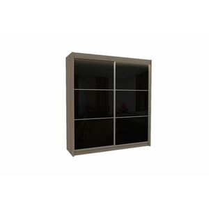 BIBIANA tolóajtós ruhásszekrény, sonoma/fekete üveg, 200x216x61 kép
