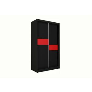 ADRIANA tolóajtós ruhásszekrény, fekete/piros üveg, 150x216x61 kép