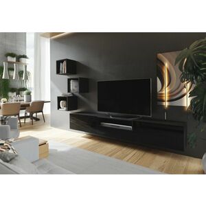 ELPASO 56 nappali fal + Led világítás, fekete/magasfényű fekete kép