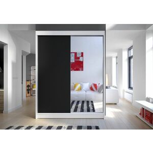 LAMINO I ruhásszekrény, 150x200x58, fehér/fekete kép