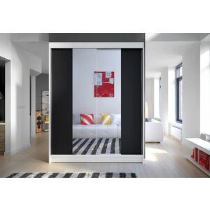 LAMINO II ruhásszekrény, 150x200x58, fehér/fekete kép