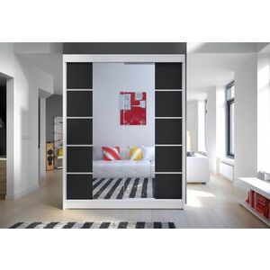 LAMINO V ruhásszekrény, 150x200x58, fehér/fekete kép
