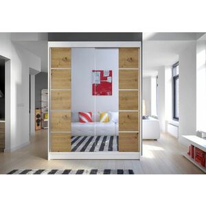 LAMINO V ruhásszekrény, 150x200x58, fehér/artisan kép