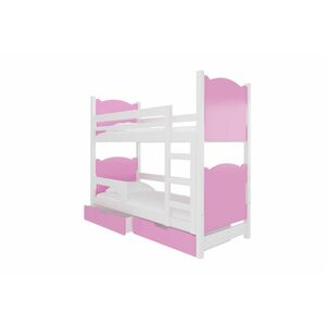 BALADA emeletes ágy, 180x75, fehér/rózsaszín kép
