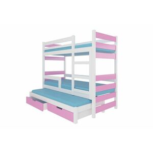MARLOT emeletes ágy, 180x75, fehér/rózsaszín kép