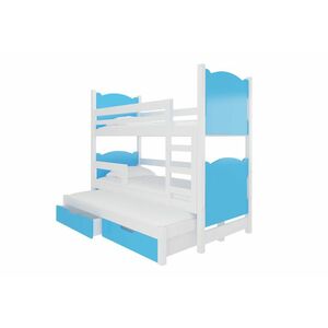 LETIA emeletes ágy, 180x75, fehér/kék kép