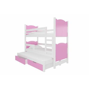 LETIA emeletes ágy, 180x75, fehér/rózsaszín kép