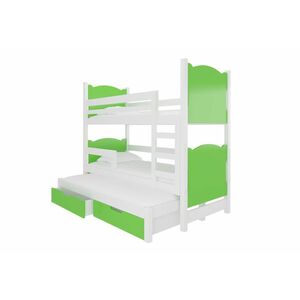 LETIA emeletes ágy, 180x75, fehér/zöld kép