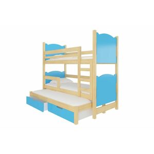 LETIA emeletes ágy, 180x75, fenyő/kék kép
