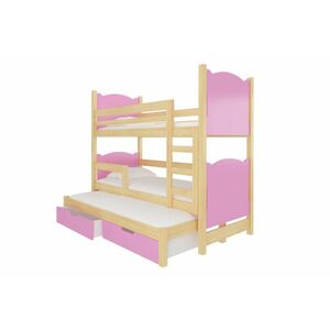 LETIA emeletes ágy, 180x75, fenyő/rózsaszín kép