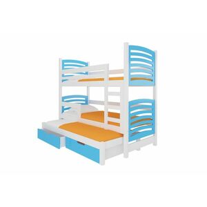 SORTA emeletes ágy, 180x75, fehér/kék kép