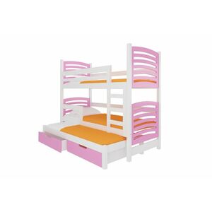 SORTA emeletes ágy, 180x75, fehér/rózsaszín kép