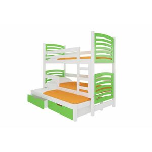 SORTA emeletes ágy, 180x75, fehér/zöld kép