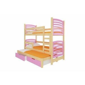 SORTA emeletes ágy, 180x75, fenyő/rózsaszín kép